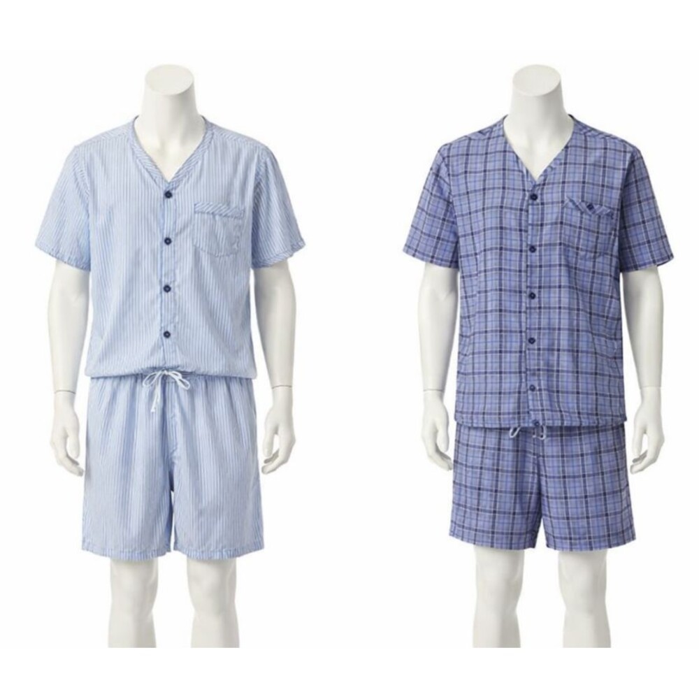 2 Sets Roundtree & Yorke Mens L 2pc Shorts Short Sleeve Blue Plaid Sleepwear